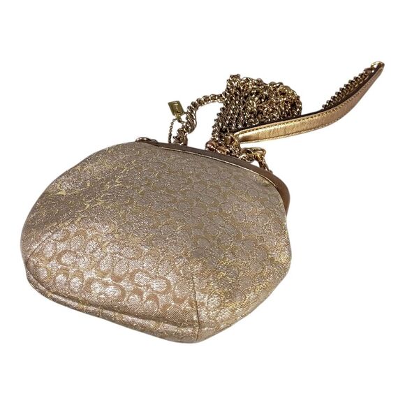 Coach Lurex Kisslock Pouch Clutch Bag Frame Crossbody Shoulder Gold Silver - Picture 8 of 11